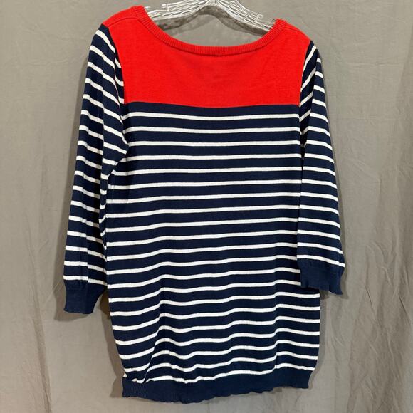 Tommy‎ Girl Sweater Striped Navy Red Nautical Retro Y2K Women's Size Large - Picture 4 of 12